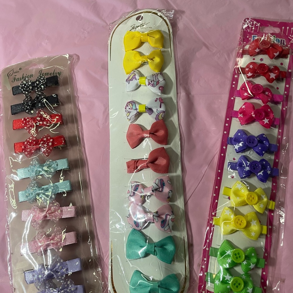 Colorful Bow Hair Clips Set